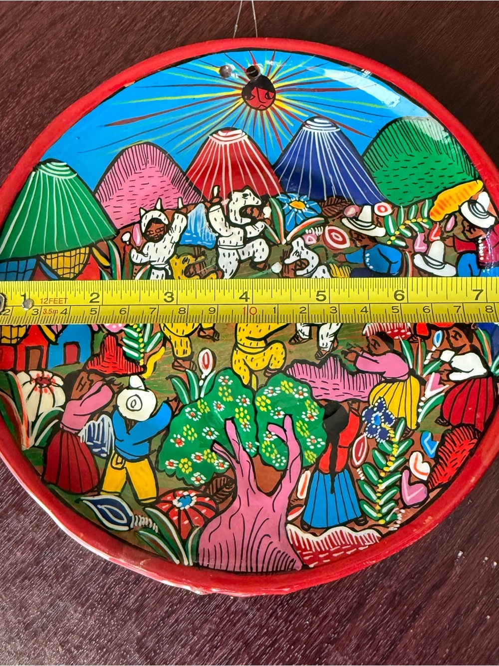 Mexican Folk Art Plate Pottery Ceramic Farm Life Wall Art Decor Isidro Terra Cot - Picture 4 of 7